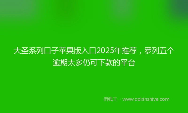 大圣系列口子苹果版入口2025年推荐，罗列五个逾期太多仍可下款的平台