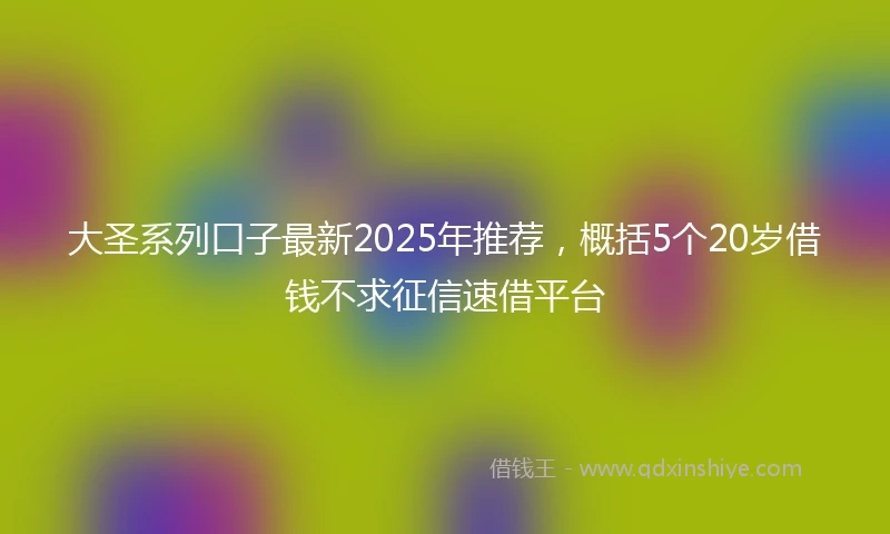大圣系列口子最新2025年推荐，概括5个20岁借钱不求征信速借平台