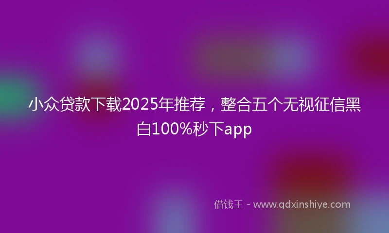 小众贷款下载2025年推荐，整合五个无视征信黑白100%秒下app