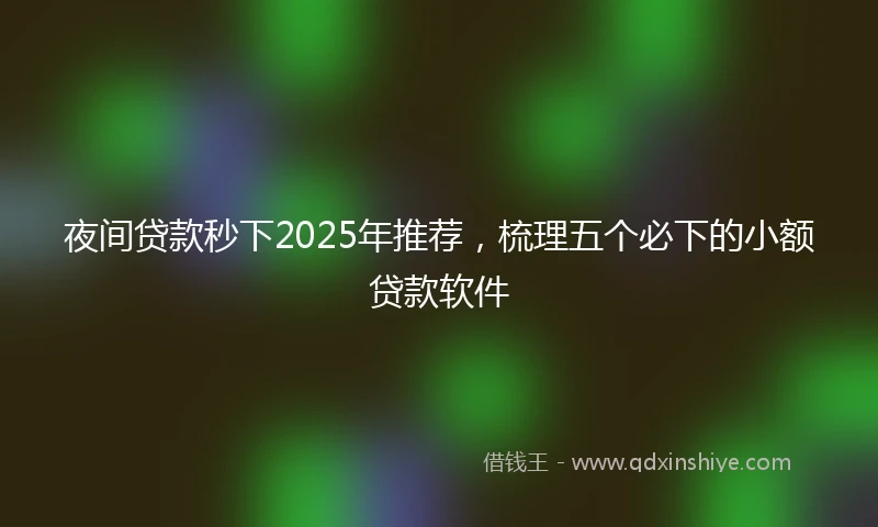 夜间贷款秒下2025年推荐，梳理五个必下的小额贷款软件
