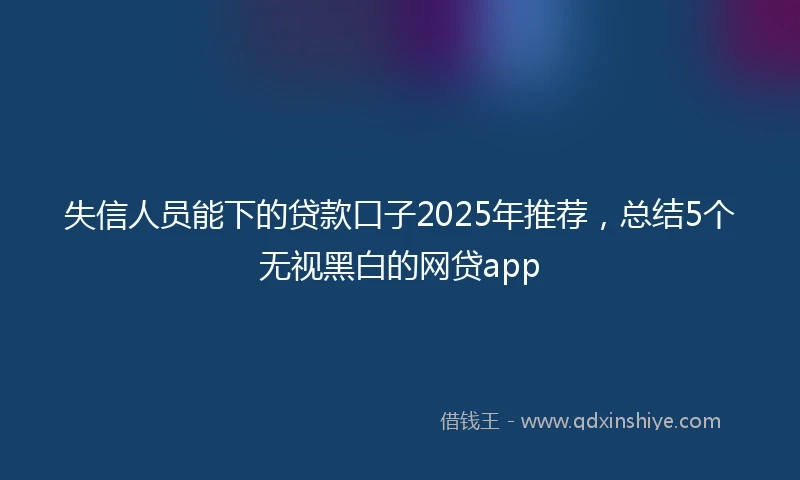 失信人员能下的贷款口子2025年推荐,总结5个无视黑白的网贷app