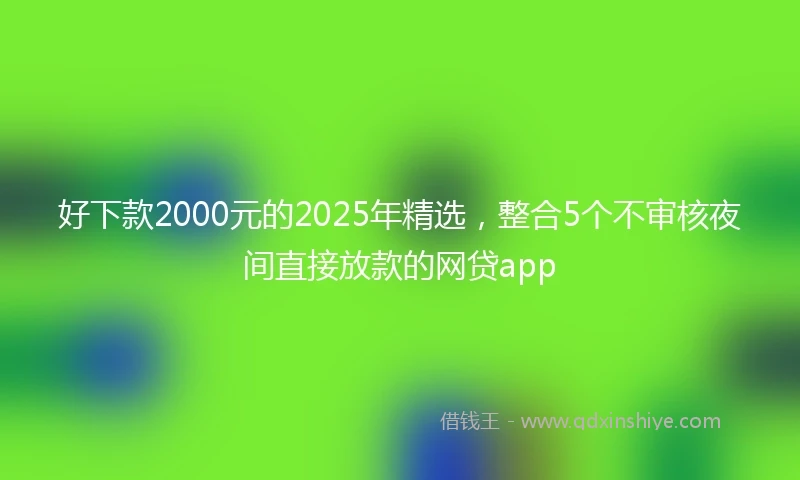 好下款2000元的2025年精选，整合5个不审核夜间直接放款的网贷app