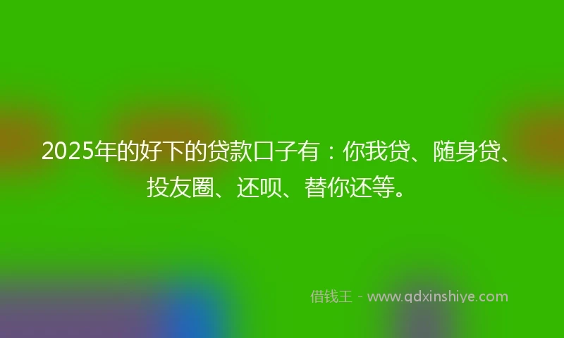 2025年的好下的贷款口子有：你我贷、随身贷、投友圈、还呗、替你还等。