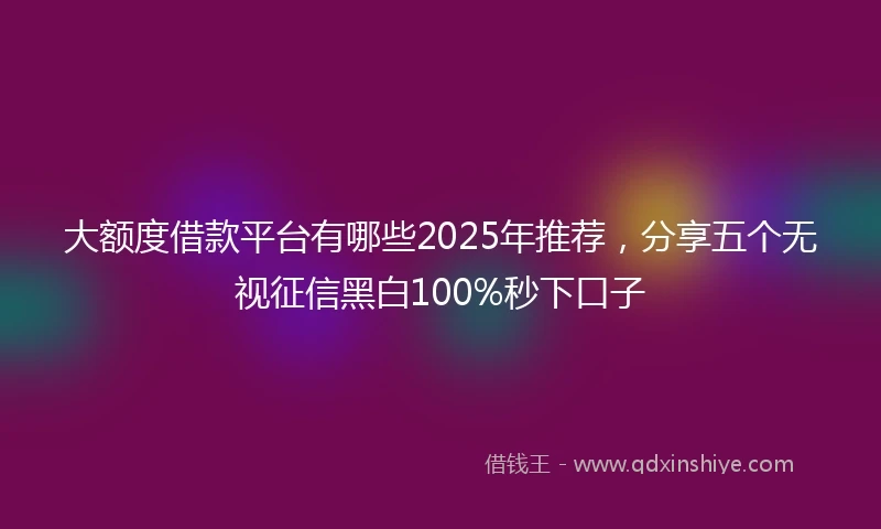 大额度借款平台有哪些2025年推荐，分享五个无视征信黑白100%秒下口子