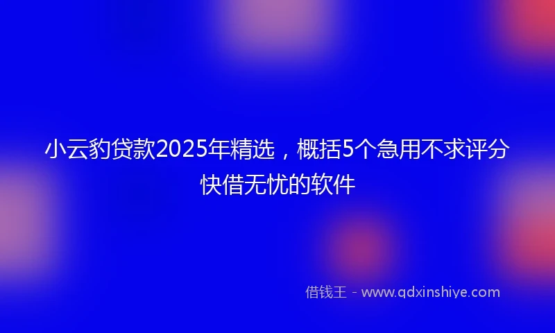 小云豹贷款2025年精选，概括5个急用不求评分快借无忧的软件
