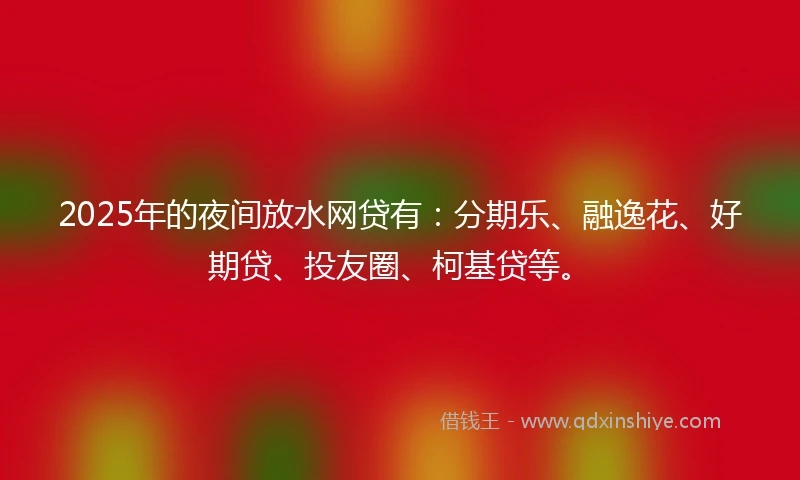 2025年的夜间放水网贷有：分期乐、融逸花、好期贷、投友圈、柯基贷等。