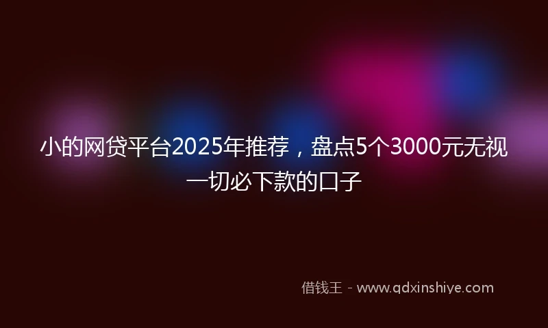 小的网贷平台2025年推荐，盘点5个3000元无视一切必下款的口子