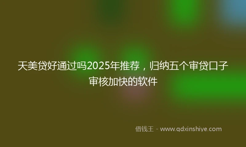 天美贷好通过吗2025年推荐，归纳五个审贷口子审核加快的软件