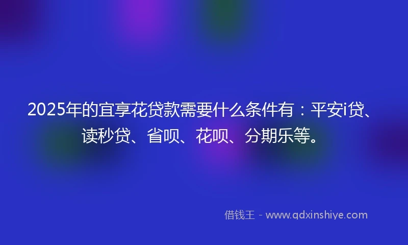 2025年的宜享花贷款需要什么条件有：平安i贷、读秒贷、省呗、花呗、分期乐等。