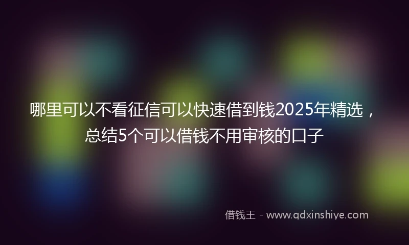 哪里可以不看征信可以快速借到钱2025年精选，总结5个可以借钱不用审核的口子