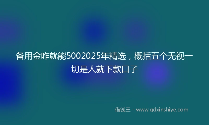 备用金咋就能5002025年精选，概括五个无视一切是人就下款口子