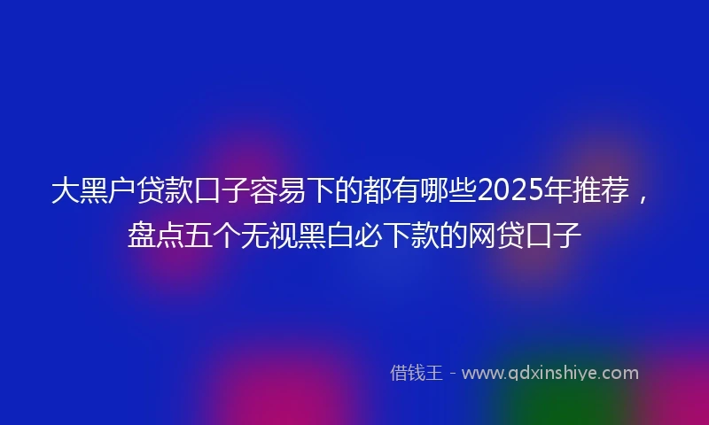 大黑户贷款口子容易下的都有哪些2025年推荐，盘点五个无视黑白必下款的网贷口子