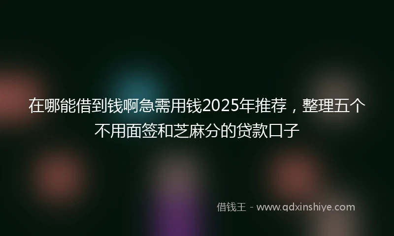 在哪能借到钱啊急需用钱2025年推荐，整理五个不用面签和芝麻分的贷款口子