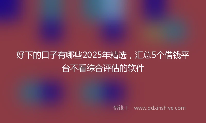 好下的口子有哪些2025年精选，汇总5个借钱平台不看综合评估的软件