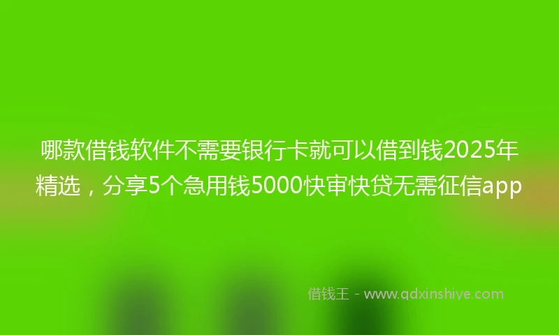 哪款借钱软件不需要银行卡就可以借到钱2025年精选，分享5个急用钱5000快审快贷无需征信app
