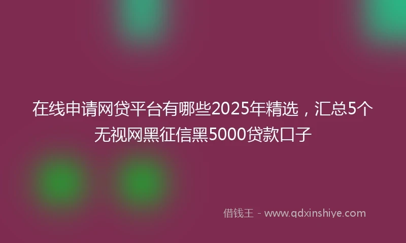 在线申请网贷平台有哪些2025年精选，汇总5个无视网黑征信黑5000贷款口子