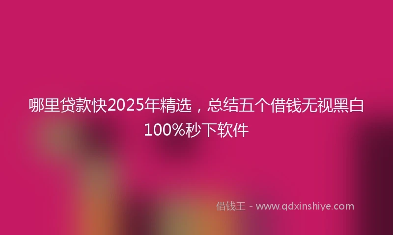 哪里贷款快2025年精选，总结五个借钱无视黑白100%秒下软件
