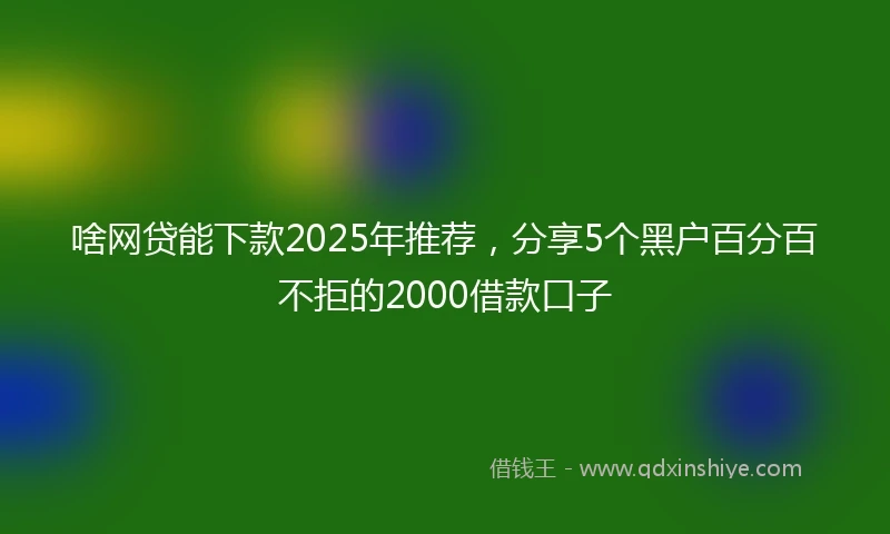 啥网贷能下款2025年推荐，分享5个黑户百分百不拒的2000借款口子