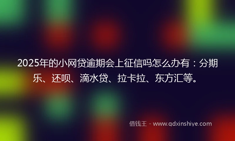 2025年的小网贷逾期会上征信吗怎么办有：分期乐、还呗、滴水贷、拉卡拉、东方汇等。