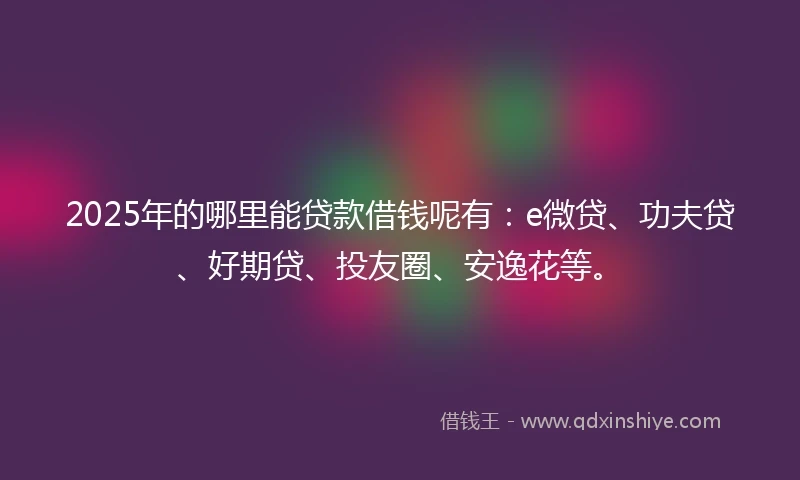2025年的哪里能贷款借钱呢有:e微贷、功夫贷、好期贷、投友圈、安逸花等。
