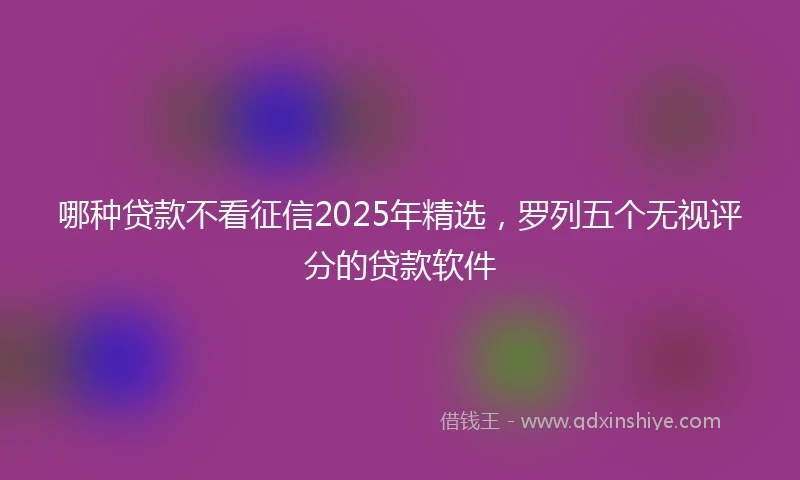哪种贷款不看征信2025年精选，罗列五个无视评分的贷款软件