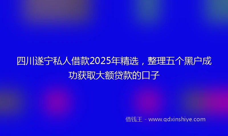 四川遂宁私人借款2025年精选，整理五个黑户成功获取大额贷款的口子
