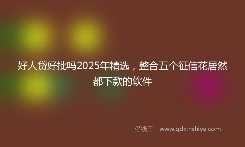 好人贷好批吗2025年精选，整合五个征信花居然都下款的软件