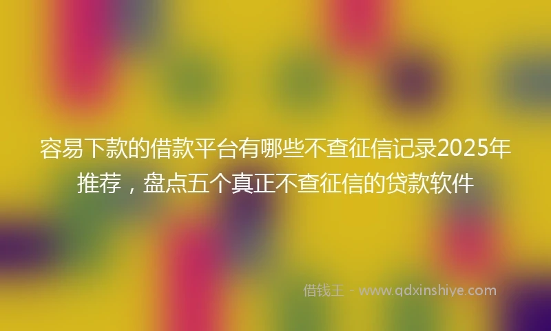 容易下款的借款平台有哪些不查征信记录2025年推荐，盘点五个真正不查征信的贷款软件