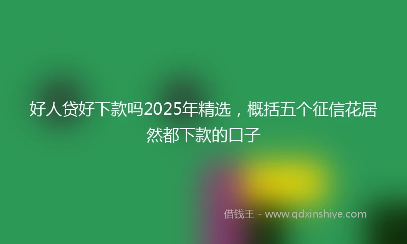 好人贷好下款吗2025年精选，概括五个征信花居然都下款的口子