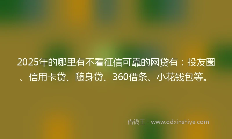 2025年的哪里有不看征信可靠的网贷有：投友圈、信用卡贷、随身贷、360借条、小花钱包等。