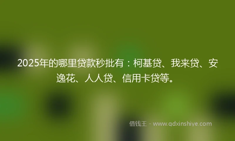 2025年的哪里贷款秒批有：柯基贷、我来贷、安逸花、人人贷、信用卡贷等。