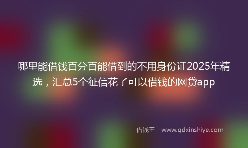 哪里能借钱百分百能借到的不用身份证2025年精选，汇总5个征信花了可以借钱的网贷app