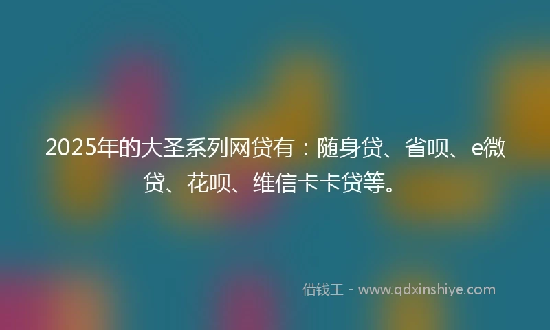 2025年的大圣系列网贷有：随身贷、省呗、e微贷、花呗、维信卡卡贷等。