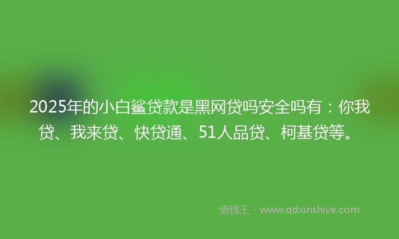 2025年的小白鲨贷款是黑网贷吗安全吗有：你我贷、我来贷、快贷通、51人品贷、柯基贷等。