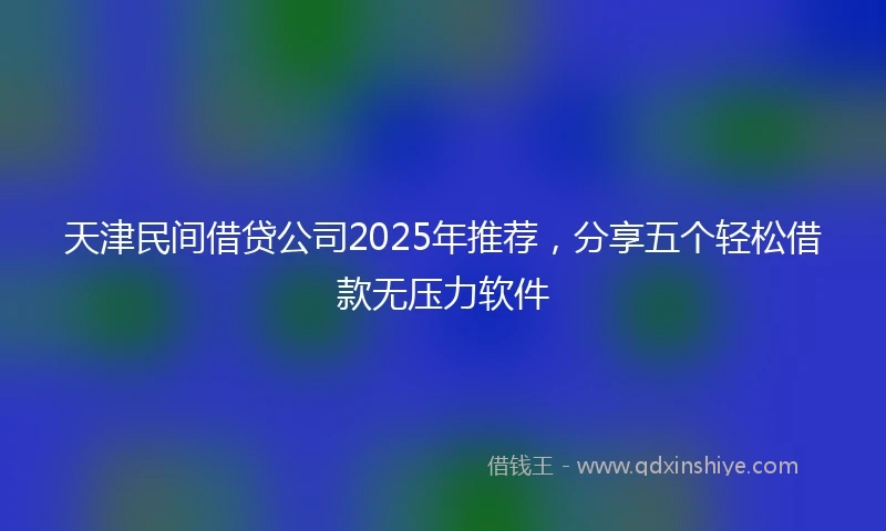 天津民间借贷公司2025年推荐，分享五个轻松借款无压力软件