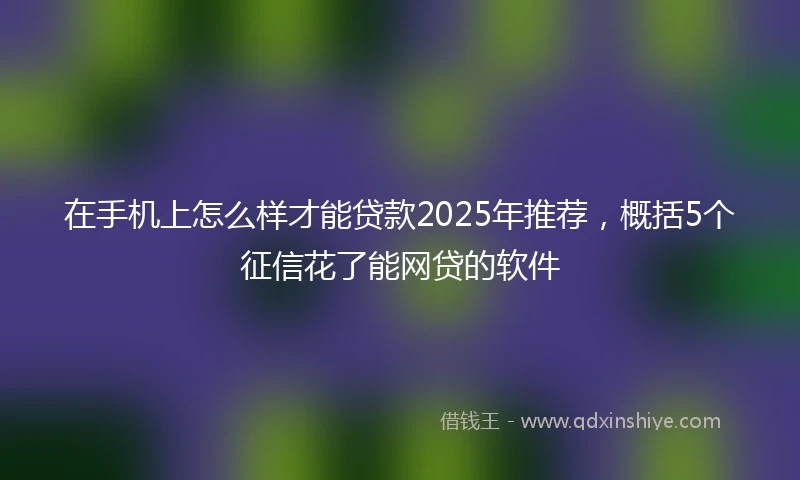 在手机上怎么样才能贷款2025年推荐，概括5个征信花了能网贷的软件