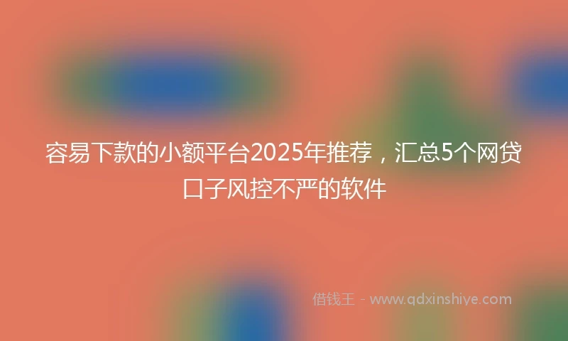 容易下款的小额平台2025年推荐，汇总5个网贷口子风控不严的软件