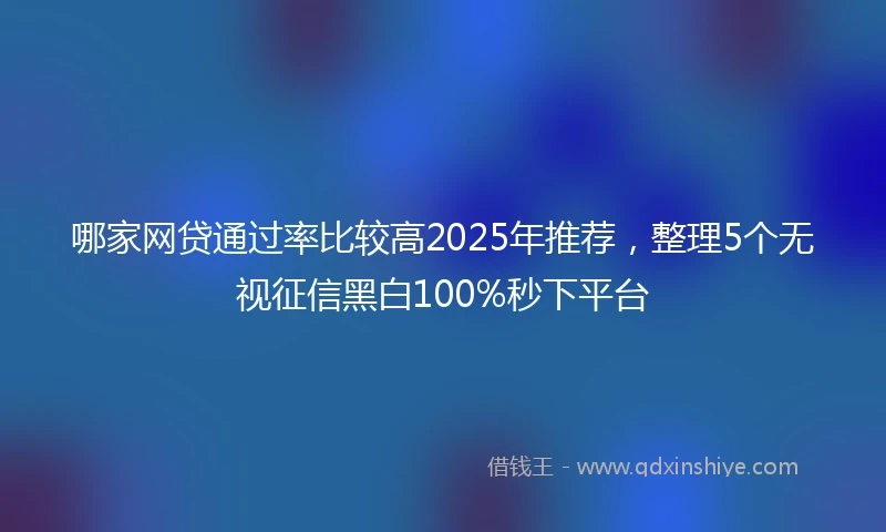 哪家网贷通过率比较高2025年推荐，整理5个无视征信黑白100%秒下平台