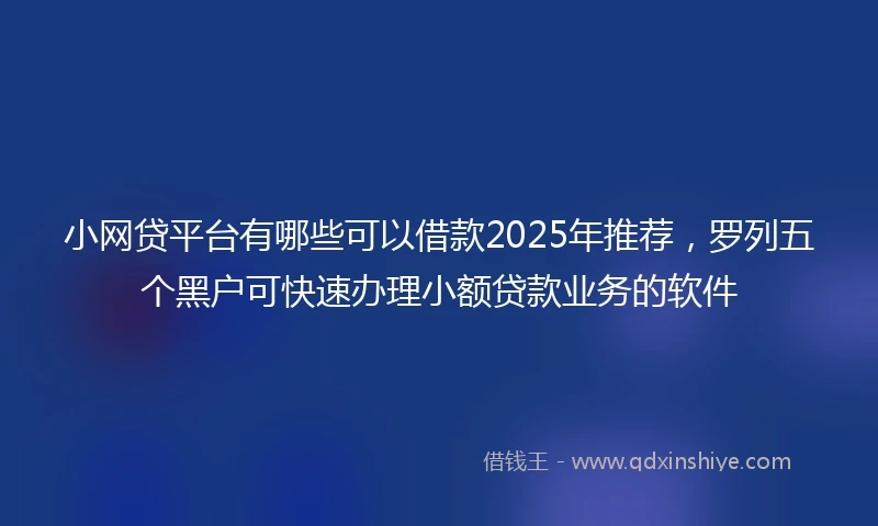 小网贷平台有哪些可以借款2025年推荐，罗列五个黑户可快速办理小额贷款业务的软件