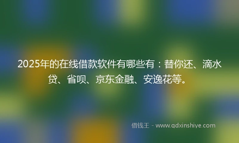 2025年的在线借款软件有哪些有：替你还、滴水贷、省呗、京东金融、安逸花等。