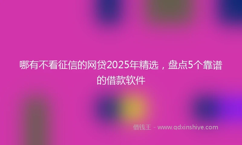 哪有不看征信的网贷2025年精选，盘点5个靠谱的借款软件