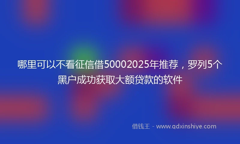 哪里可以不看征信借50002025年推荐，罗列5个黑户成功获取大额贷款的软件