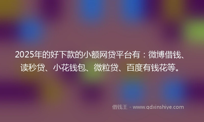 2025年的好下款的小额网贷平台有：微博借钱、读秒贷、小花钱包、微粒贷、百度有钱花等。