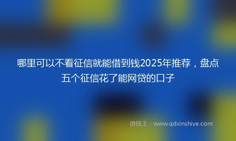 哪里可以不看征信就能借到钱2025年推荐，盘点五个征信花了能网贷的口子