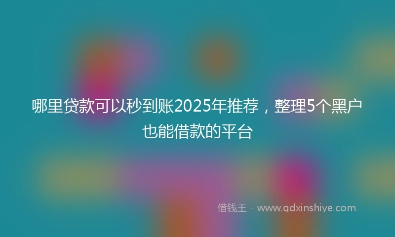 哪里贷款可以秒到账2025年推荐，整理5个黑户也能借款的平台