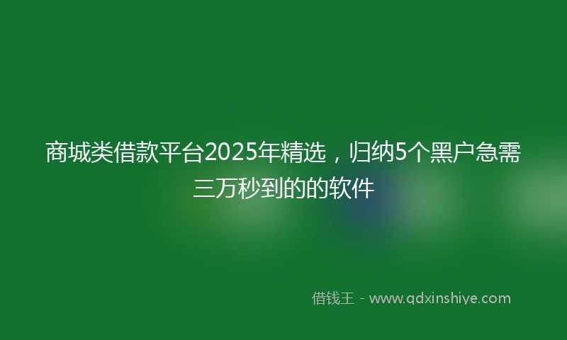 商城类借款平台2025年精选，归纳5个黑户急需三万秒到的的软件