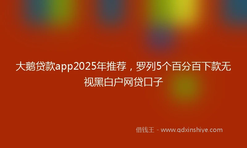 大鹅贷款app2025年推荐，罗列5个百分百下款无视黑白户网贷口子