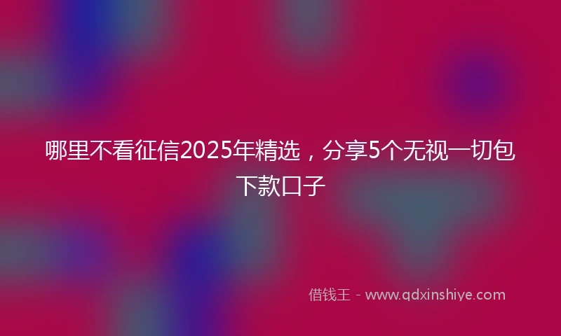 哪里不看征信2025年精选，分享5个无视一切包下款口子