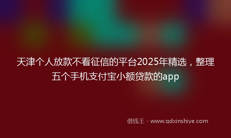 天津个人放款不看征信的平台2025年精选，整理五个手机支付宝小额贷款的app