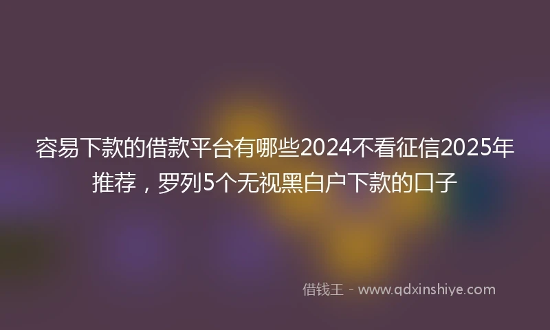 容易下款的借款平台有哪些2024不看征信2025年推荐，罗列5个无视黑白户下款的口子